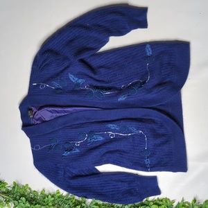 Venesha Angora vintage open cardigan sweater purple beaded size medium